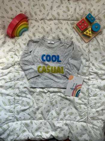 sweat col rond gris chiné inscription devant 12 mois la redoute