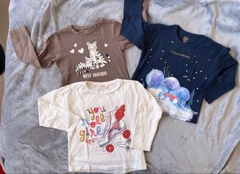 Lot de 3 T-shirts Manches Longues Fille - Bon état - Taille 5 ans