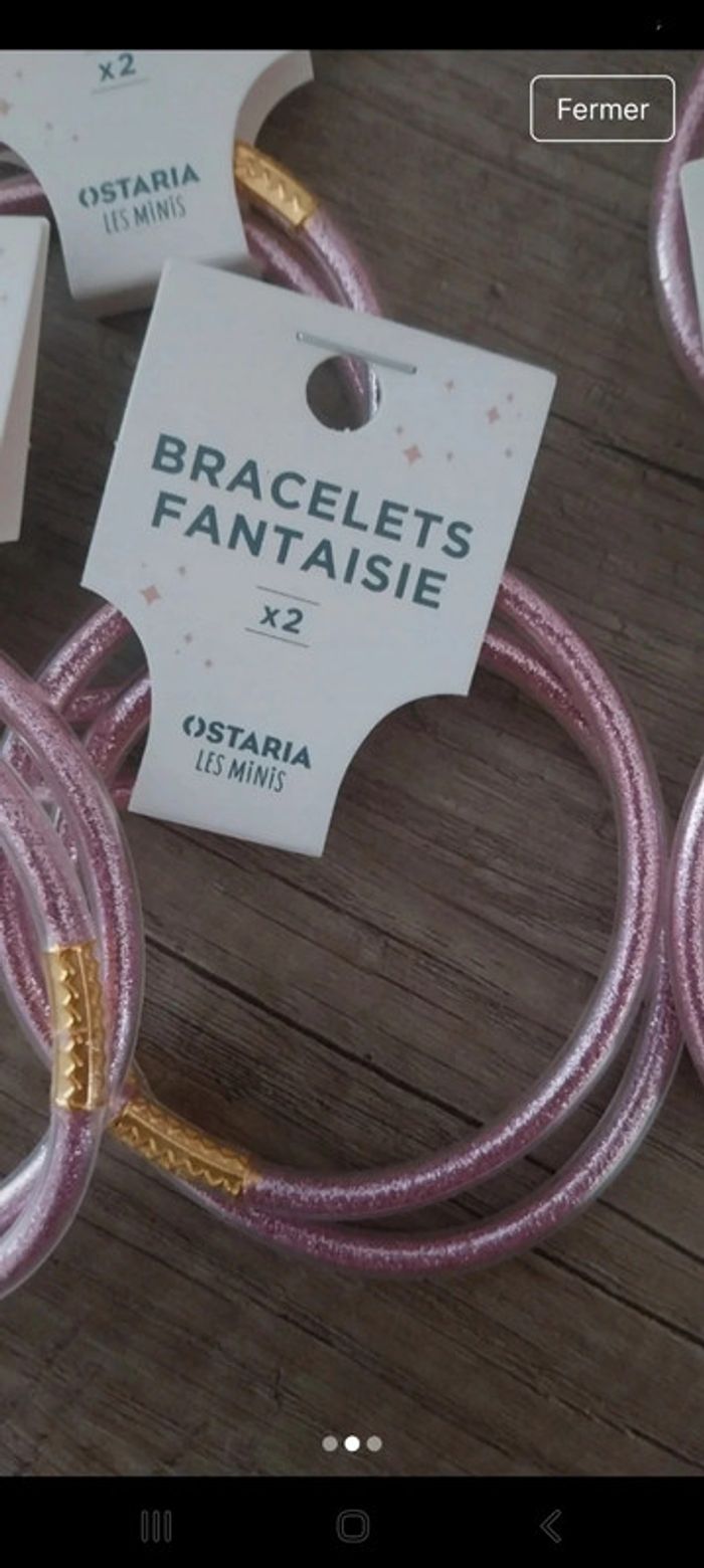 Lots 14 bracelets Joncs à paillettes Rose - photo numéro 2