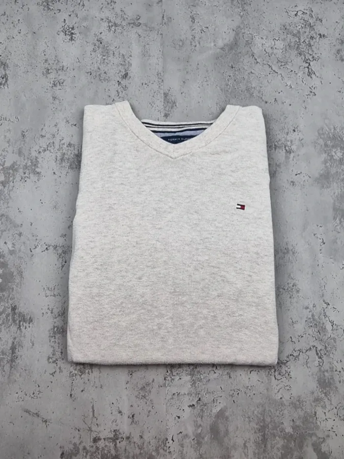 Pull col V Tommy Hilfiger gris clair, L Hommes - photo numéro 2