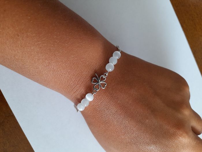 Bracelet pierre de lune et trèfle - photo numéro 2