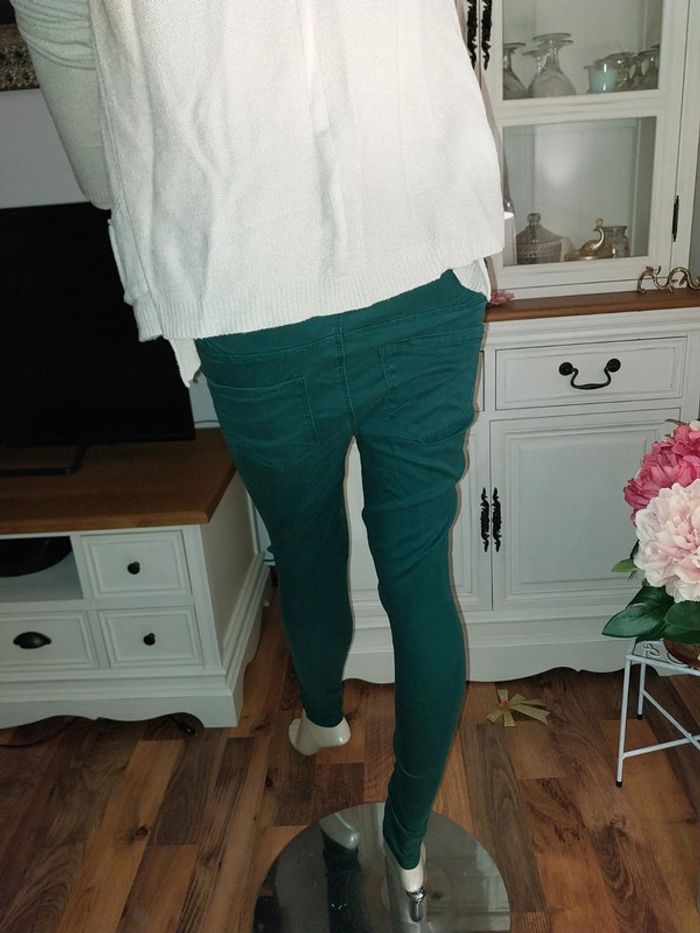 Pantalon skinny denim vert sapin état neuf Taille 34 Denim Co by Primark - photo numéro 4