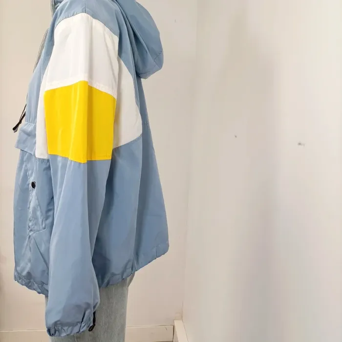 Coupe-vent Bershka taille M poche kangourou - bleu jaune blanc A1001 - photo numéro 6
