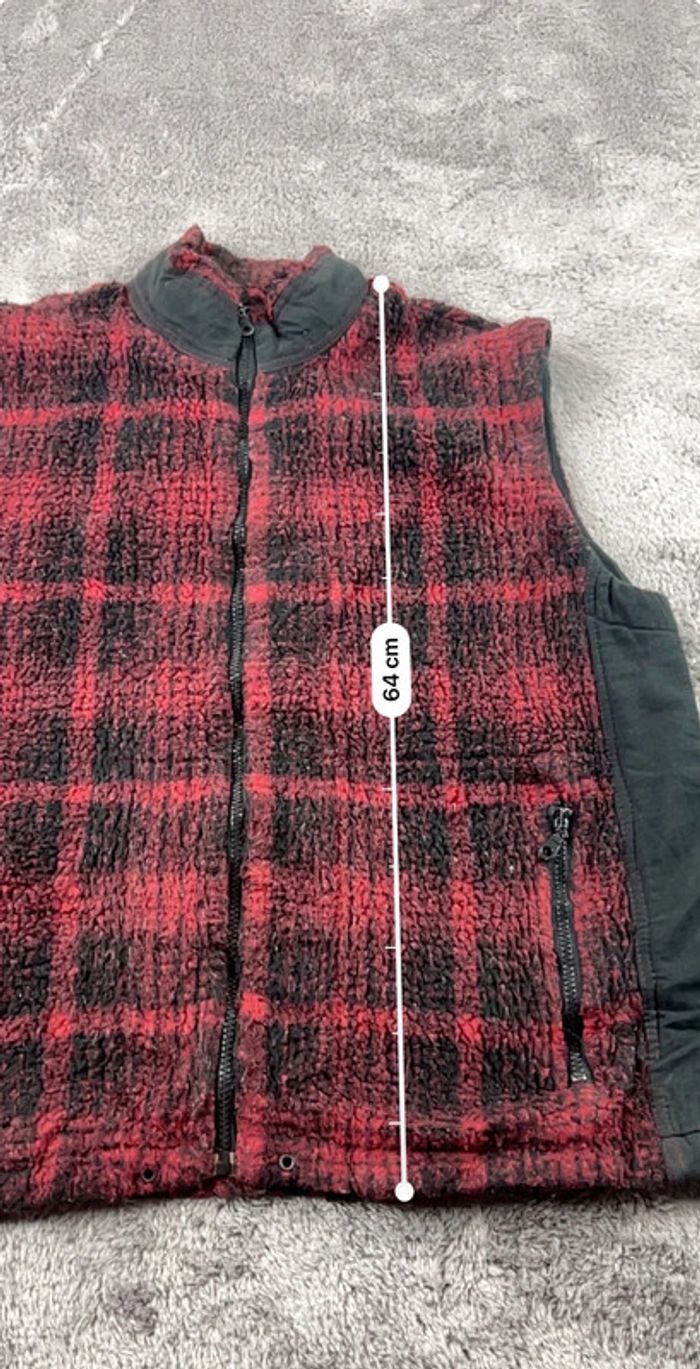 Ouray Gilet polaire vintage sans manches à carreaux rouge/noir – Taille S - photo numéro 5