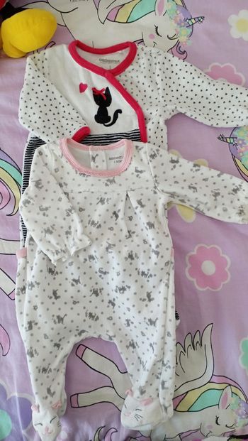 Lot de 2 pyjamas chat fille 1mois 