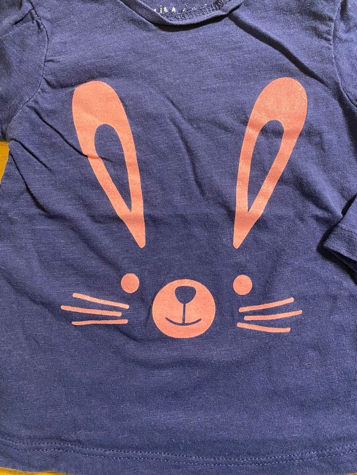 Kimadi T-shirt lapin marine/rose Taille 18 mois - photo numéro 2