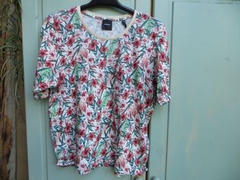 Top T-shirt lin kaporal fleuri exotique XS neuf