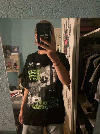 t shirt oversize shein noir à dessin imprimé