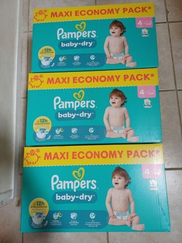 Lot de 3 cartons Pampers taille 4 Baby Dry  - Maxi Economy Pack - photo numéro 2