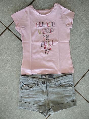 Ensemble t-shirt / short gris et rose Orchestra T.2 A