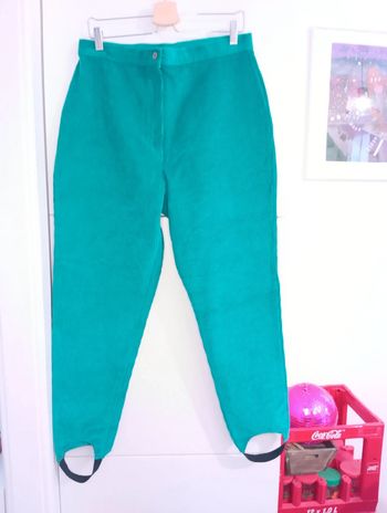 Pantalon velours fuseau vintage vert émeraude taille 42