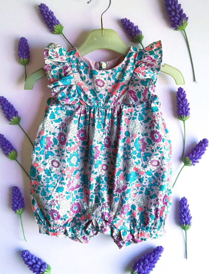 JACADI - ENSEMBLE 2P BÉBÉ FILLE IMPRIMÉ LIBERTY, VOLANTS & TOUCHES ROSE FLUO 6M - photo numéro 3