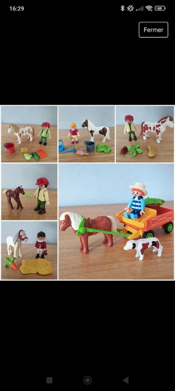 Playmobil thème équestre : poneys charette enfants