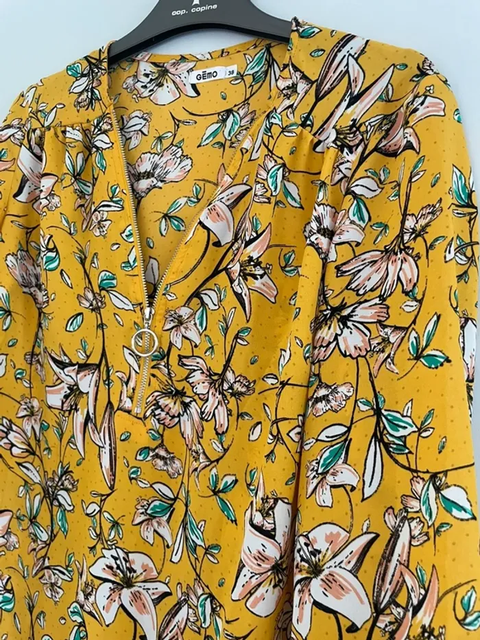 Blouse jaune fleuri Gemo 38 - photo numéro 3