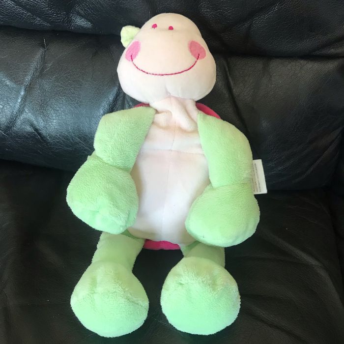 DOUDOU TORTUE KIMBALOO verte et rose 30cm