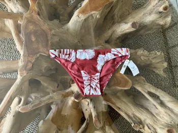 Bas de maillot de bain Roxy femme tropic fleur feuille marron blanc