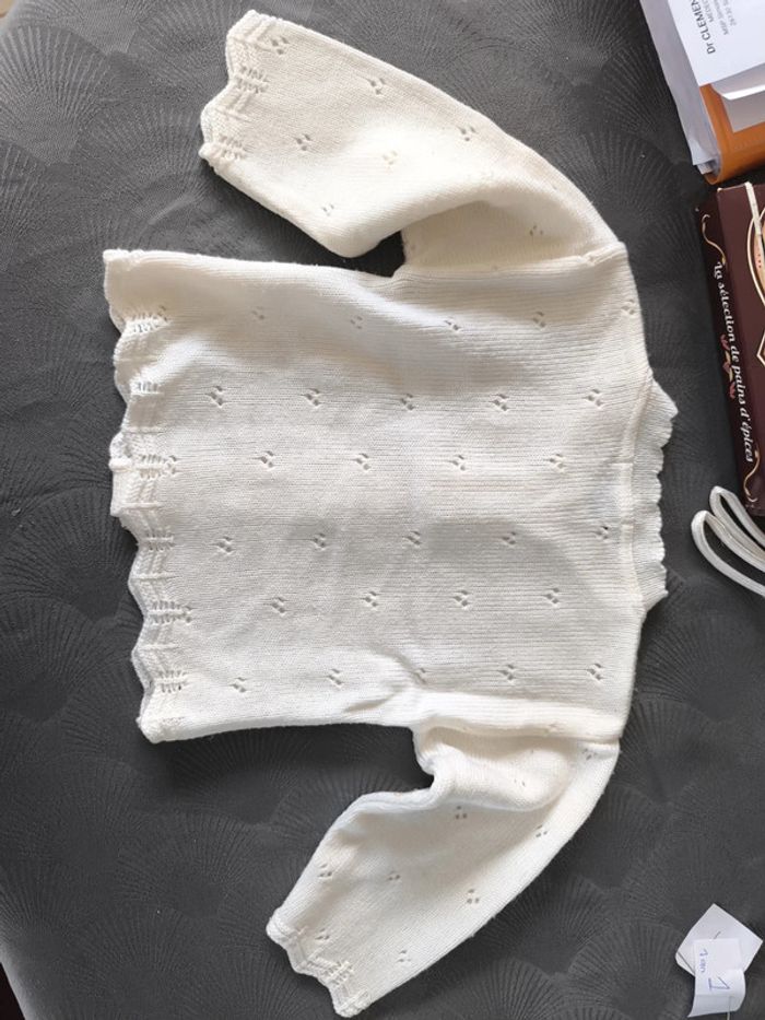 Gilet en laine 1 an perle de rosée - photo numéro 2