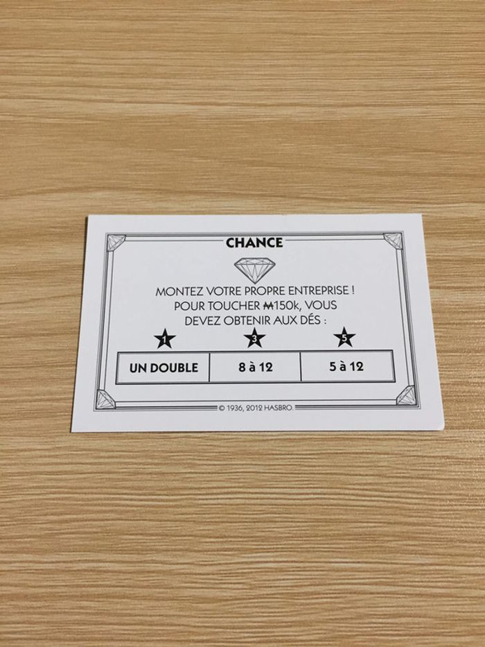 Carte chance votre propre entreprise pièce détachée jeu de société Monopoly Millionnaire #A45