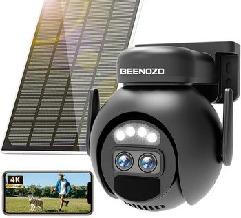 Caméra de surveillance extérieure solaire 4K double objectif, vision nocturne – NEUVE