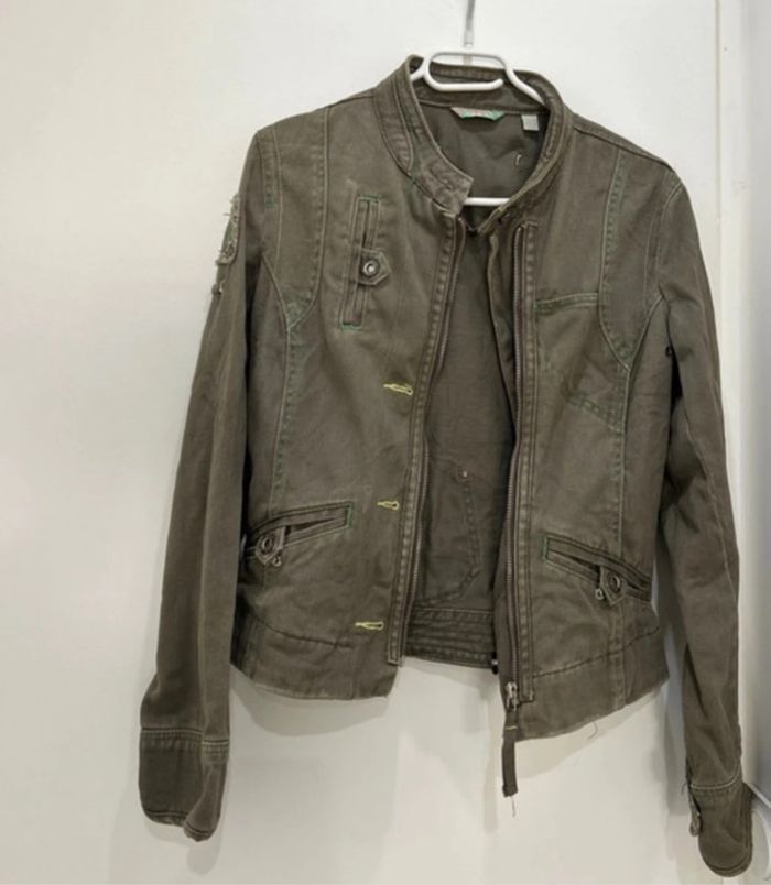 Veste en jean Mango Kaki taille 38 - photo numéro 4