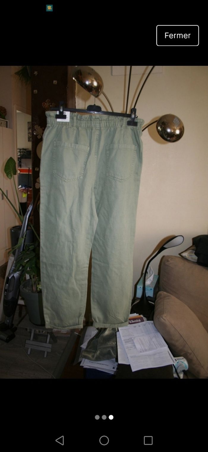 🌸Jean vertdeau coupe baggy Taille haute   "Mango"Tendance2023 Neuf 🌸 - photo numéro 3