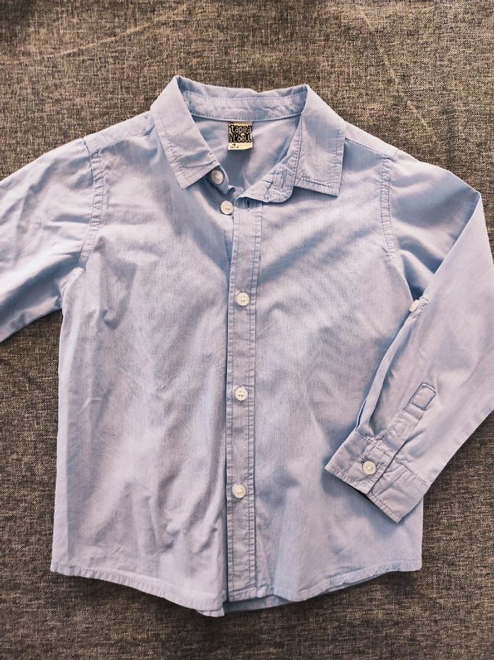 Chemise TAO 4 ans rayures fines bleu 👔