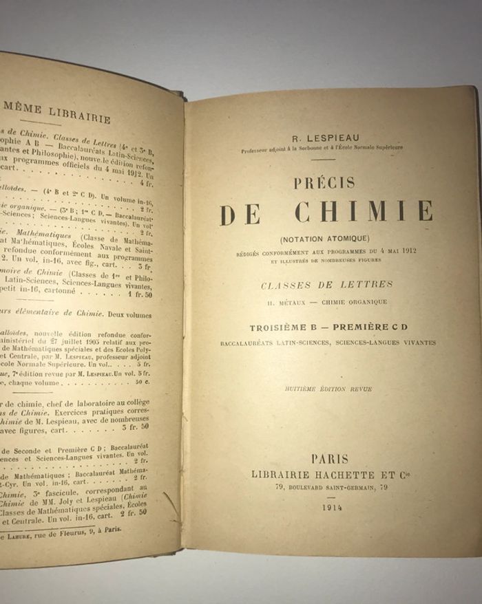 Précis de chimie 1914 Lespieau - photo numéro 5
