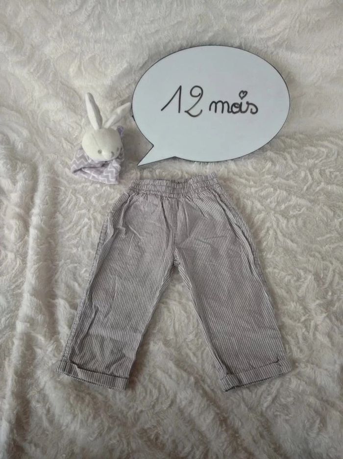 Pantalon léger Mixte 12 mois rayé 100% coton