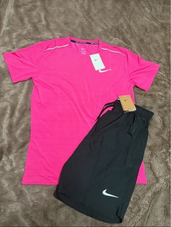 🔥💖 Ensemble Nike – T-shirt rose + short noir (Taille L )💖🔥
