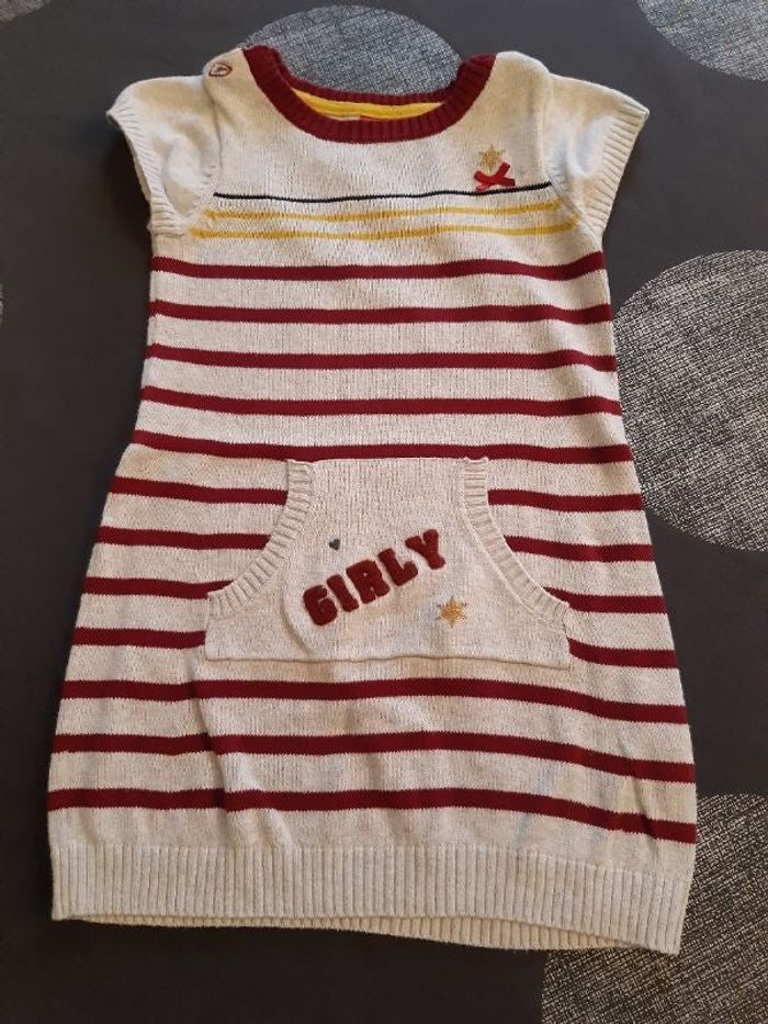 Robe pull grise rayée