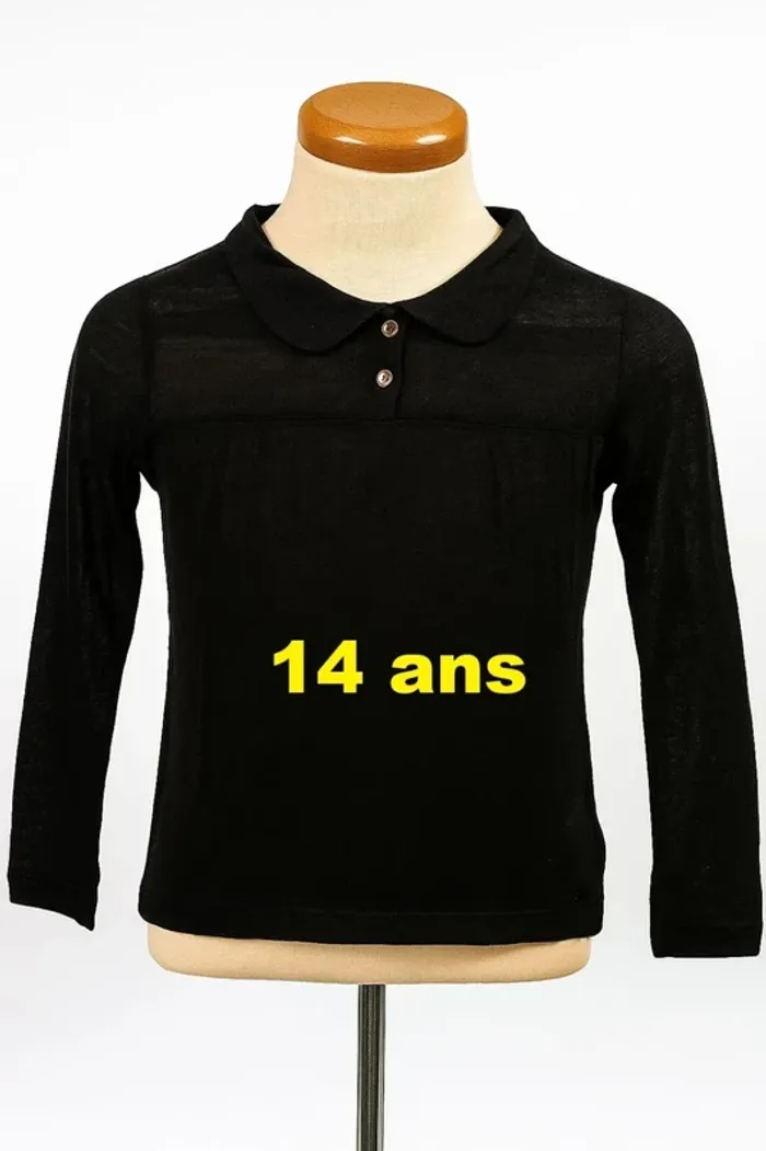 Tee shirt manche longue semi transparent noir La Fée Maraboutée Taille 14 ans