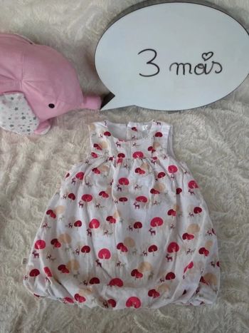 Robe boule velours doublée Fille 3 mois Forêt cerf biche Obaïbi 100% coton