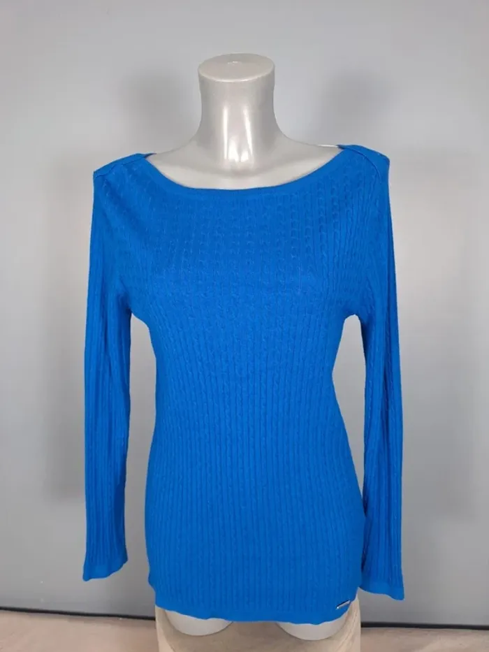 Pull Tommy Hilfiger Femme – Bleu – Col Bateau – Taille M (635)