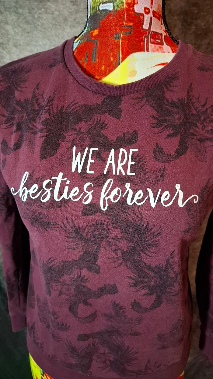 Sweat we are besties forever floral bordeaux - photo numéro 2