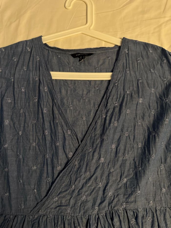 Blouse cache cœur Cortefiel manches très courtes - photo numéro 2
