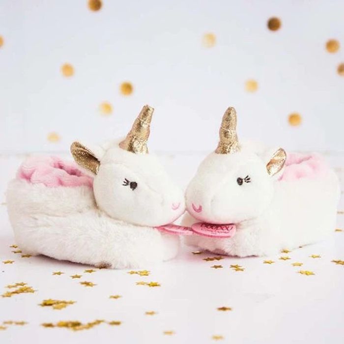 Chaussons doudou licorne bébé