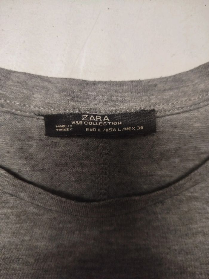 Tshirt manches longues gris basique - Zara - L - photo numéro 2