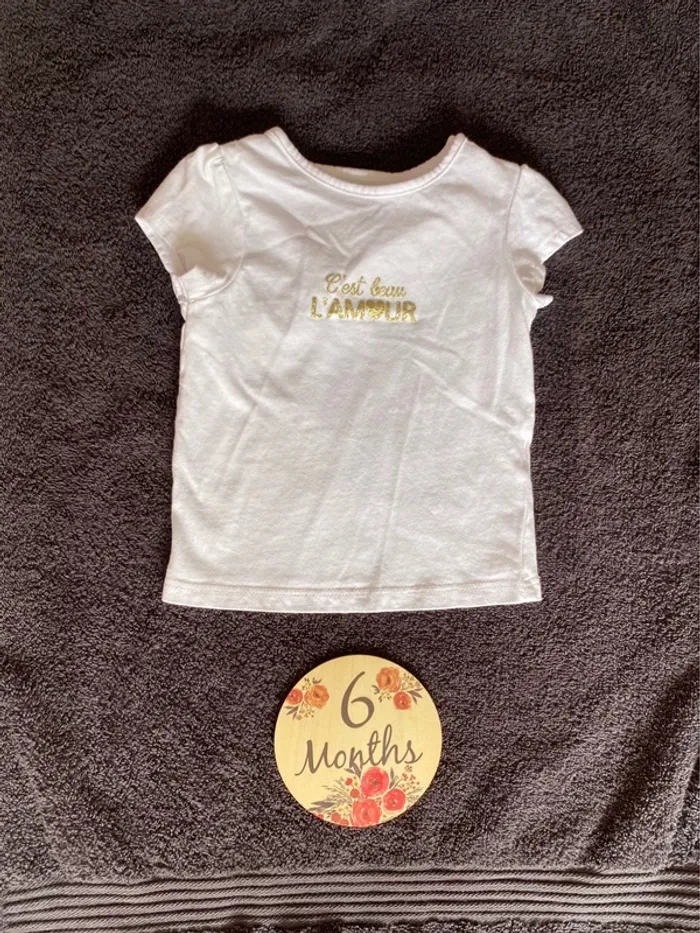 Tee shirt « c’est beau l’amour » Kiabi 6 mois