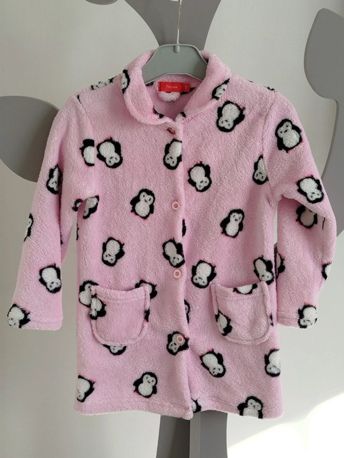 Robe de chambre rose thème pingouin Tissaia taille 4 ans