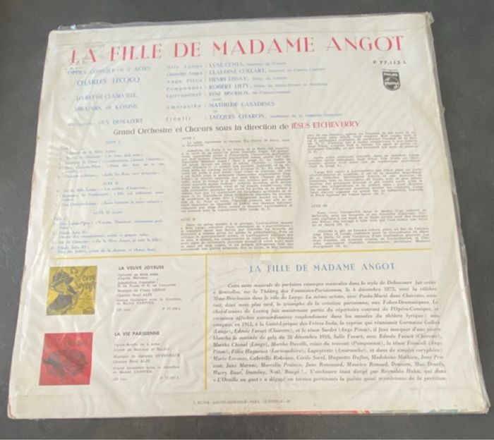 Vinyle 33 tours La fille de Madame Angot - photo numéro 4
