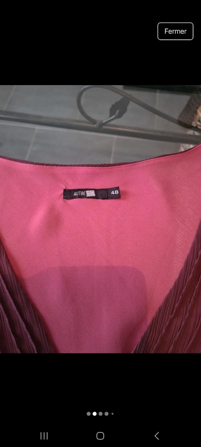 Blouse sans manche tout en voile double bordeau - photo numéro 2