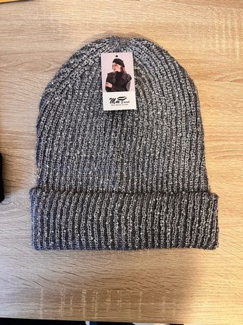 Bonnet femme maille côtelée gris pailleté - Tendance 