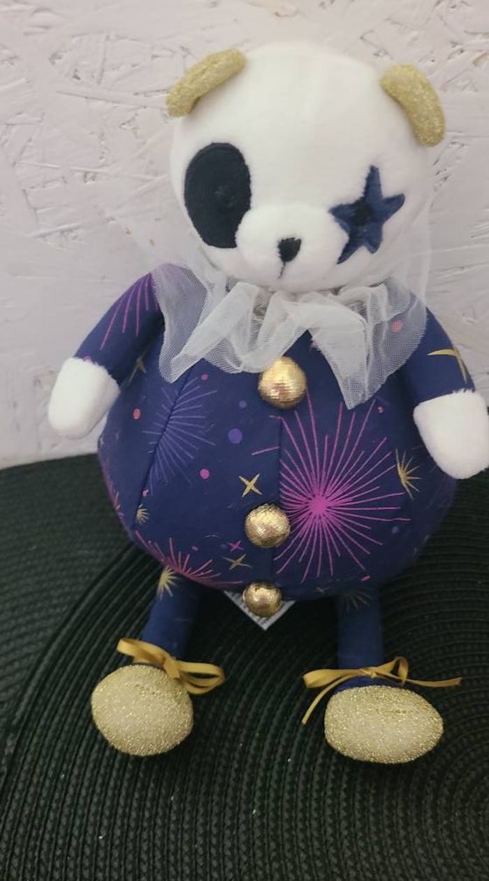 doudou clown ours pantin étoiles paillette - photo numéro 3