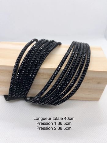 Bracelet double noir brillant / Velours