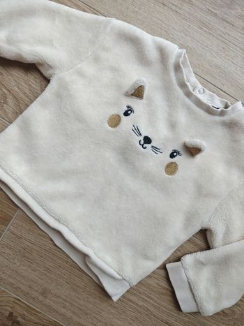 Sweat doudou chat crème Kiabi 24 mois 