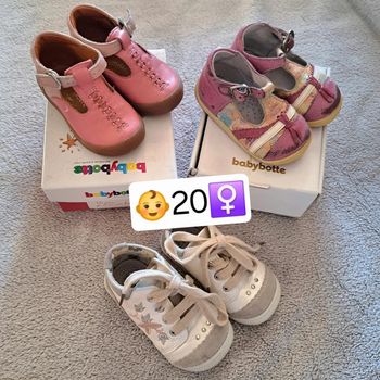 Lot de 3 jolies paires de chaussures bébé fille Pointure 20