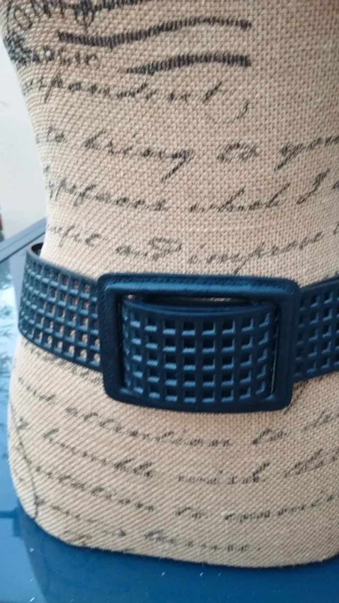 Ceinture quadrillé noire femme 85 cm - photo numéro 2