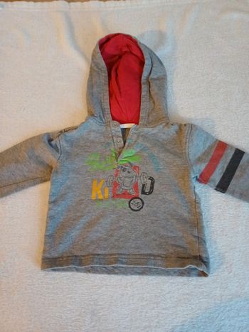 Sweat à capuche gris 12 mois