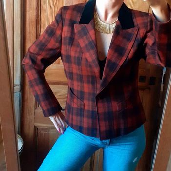 Blazer vintage epaulettes pure laine