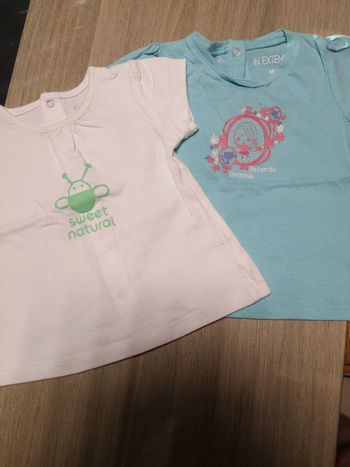 Lot de 2 tee shirt fille 6 mois, in extenso 